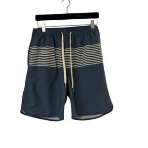 Fair Harbor Mens White Stripes Swim Shorts